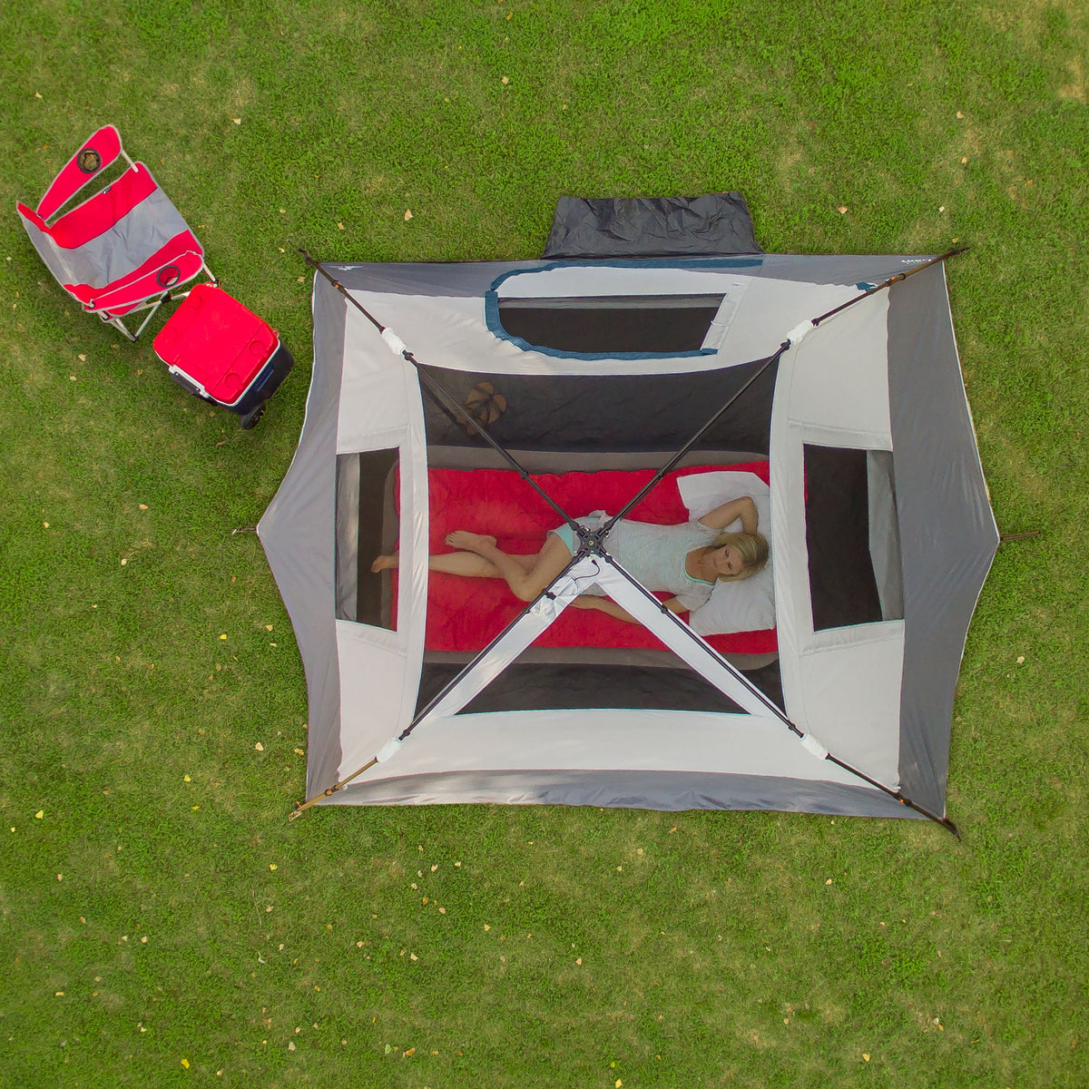 Ozark Trail 6-Person Instant Cabin Tent with LED Light, 10 Ft X 9 Ft, 19.38 Lbs