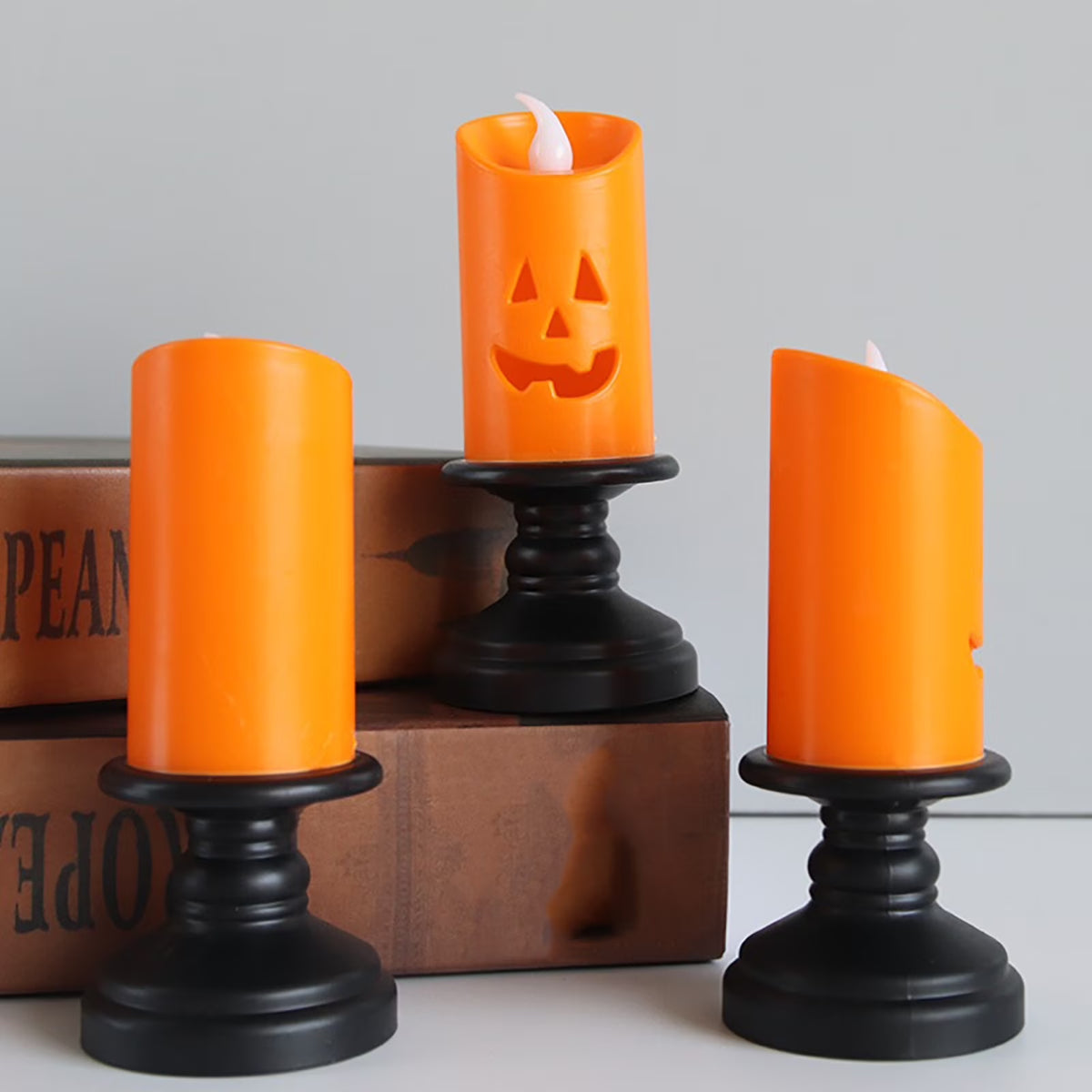 Suncoda Halloween Pumpkin Lights, Halloween LED Candle Light Halloween Decoration Pum-Pkin Lantern Pumpkin Decorations, Halloween Gifts (3Pcs)
