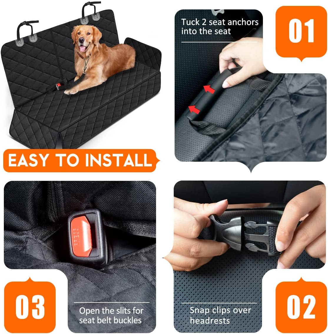 Waterproof Dog Car Seat Cover with Armrest Access