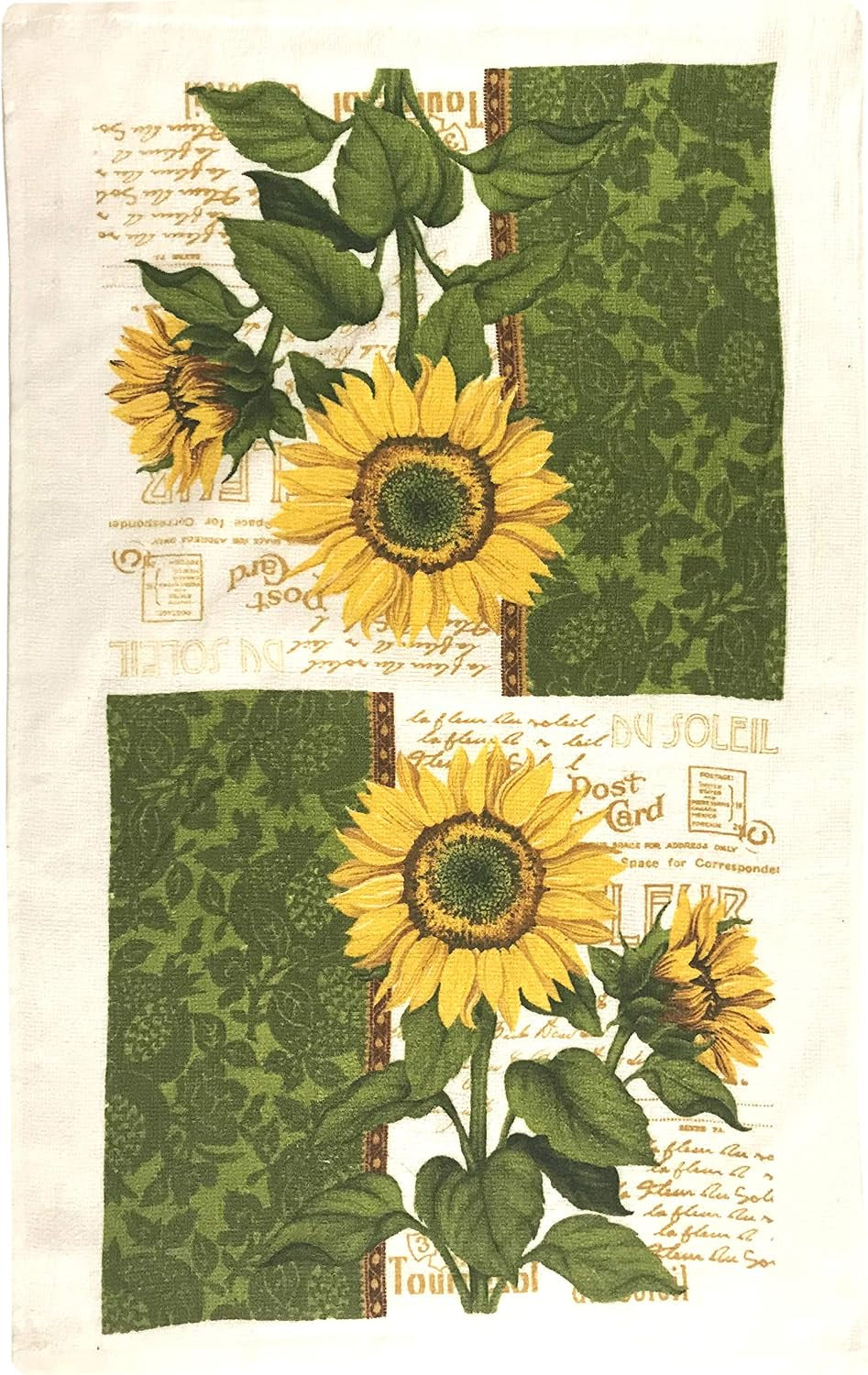 Kitchen Towel 5 Piece Linen Set 2 Towels 2 Pot Holders 1 Oven Mitt (Sunflower 2)