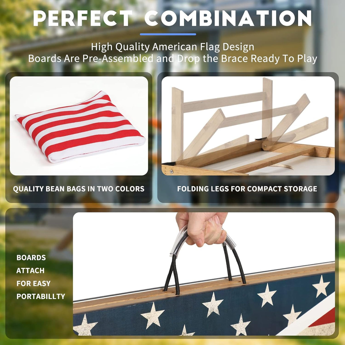 Cornhole Set, Corn Holes Outdoor Game, Regulation Cornhole Boards