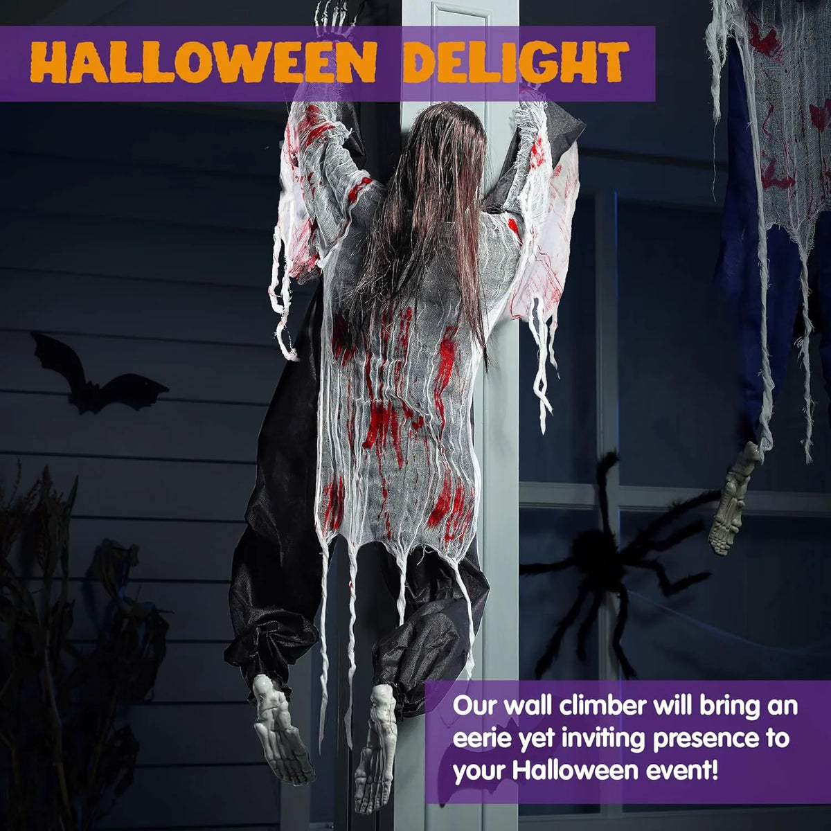 Joyfy 47'' Halloween Climbing Zombie Outdoor Wall Decor, 2 Pcs Halloween Zombie Undead Wall Climber for Halloween Yard Patio Wall Decor Party Supplies