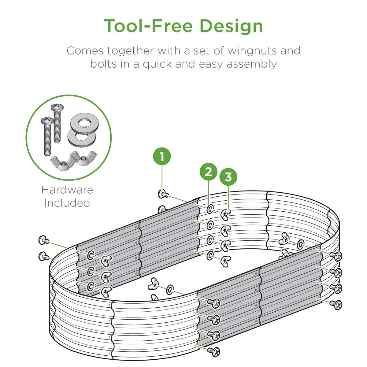 Raised Metal Oval Garden Bed Planter (4x2x1 Ft)