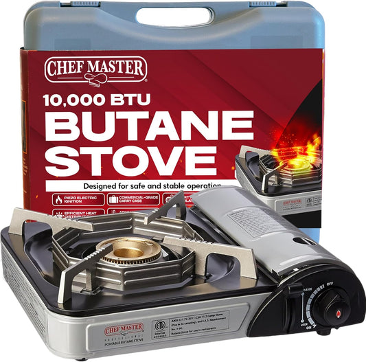 Portable Butane Camping Stove, Countertop Burner, 10,000 BTU