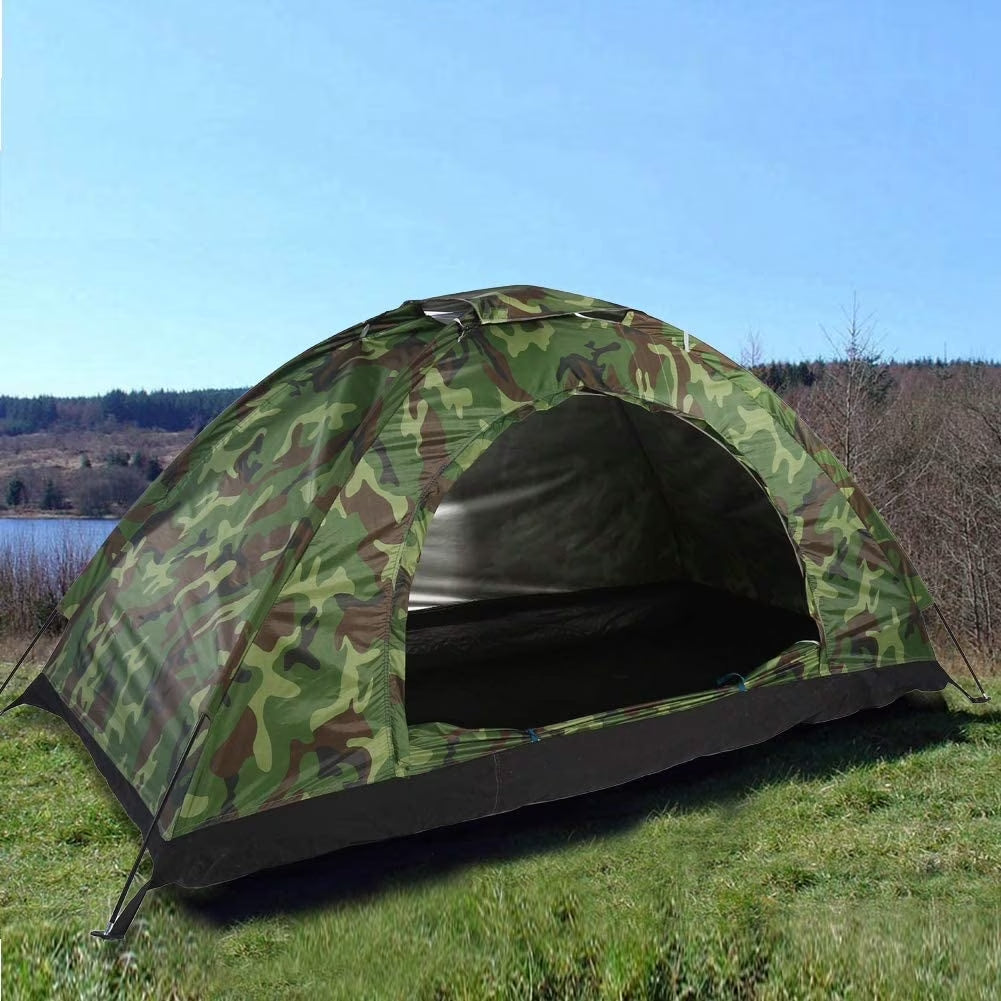 Camouflage Tent UV Protection Waterproof One Person Tent for Camping Hiking, Lightweight Backpacking Dome Tents, Camouflage Tent