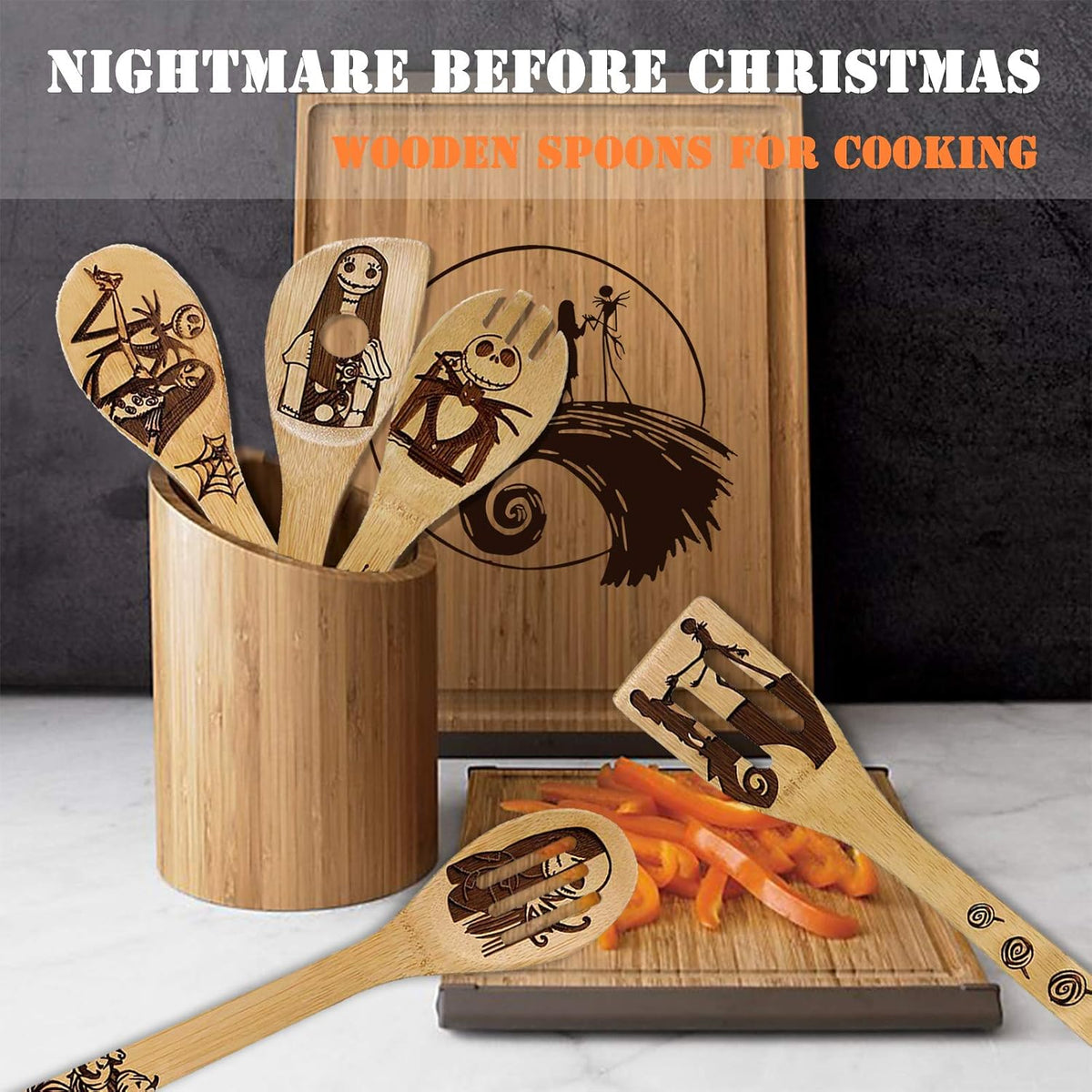 Nightmare before Christmas Wooden Spoon Set of 5,Cooking Gift for Women