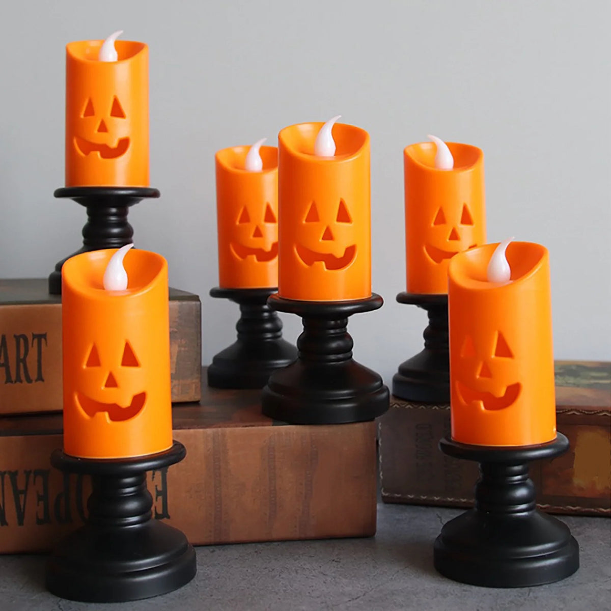 Suncoda Halloween Pumpkin Lights, Halloween LED Candle Light Halloween Decoration Pum-Pkin Lantern Pumpkin Decorations, Halloween Gifts (3Pcs)