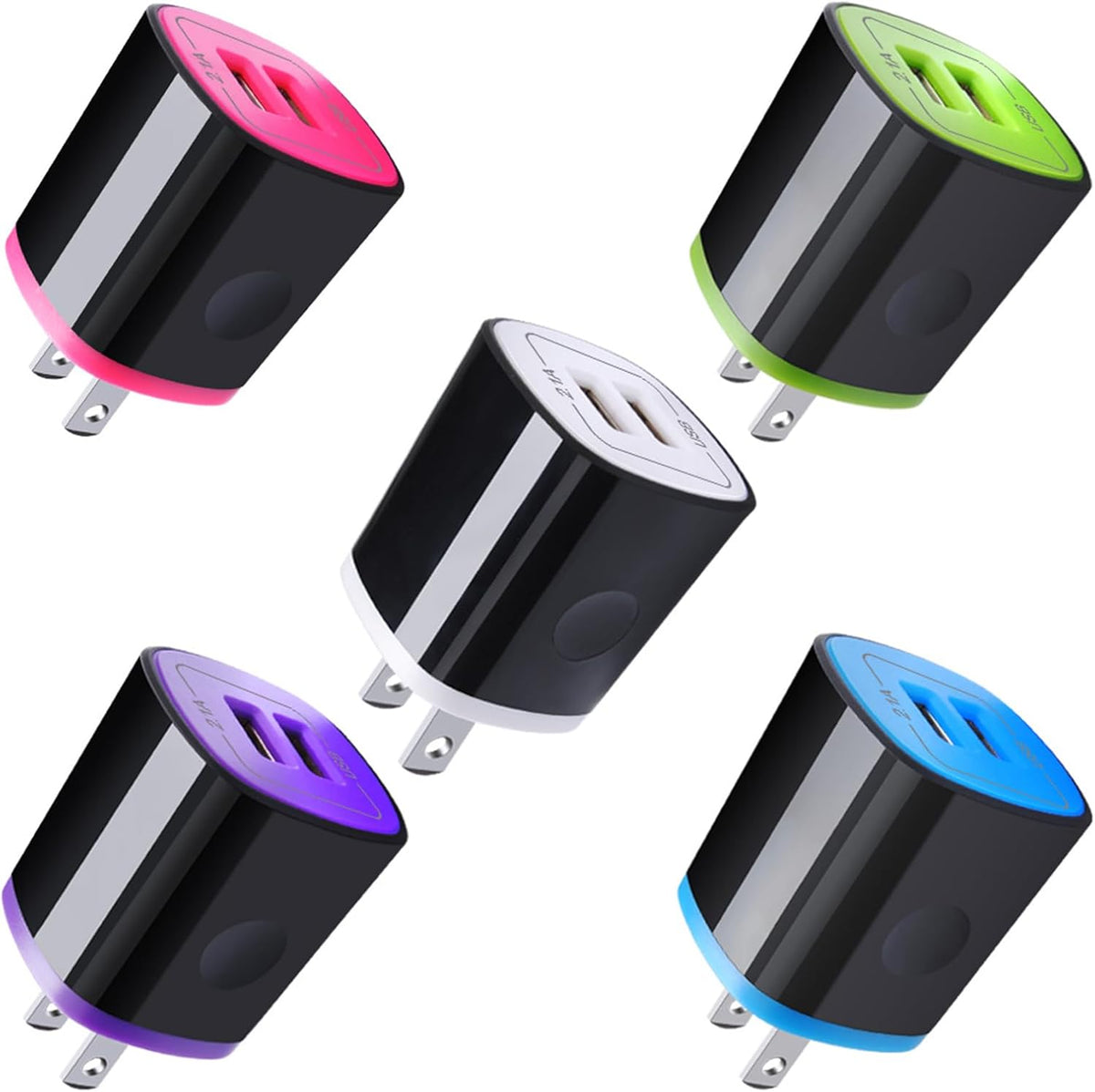 Iphone USB Wall Charger Adapter, Charger Brick,  5Pack 2.1A Dual Port