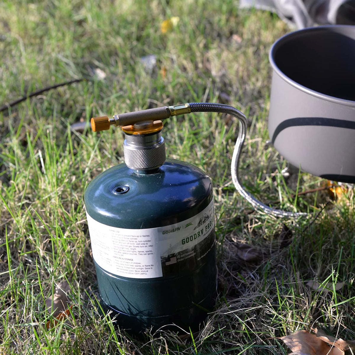 Propane to Butane Adapter, Camping Stove Adapter,1 Lb Propane Tank Input and EN417 Lindal Valve Output, Propane Canister Converter Camp Fuel Refill Adapter for Backpacking Stove