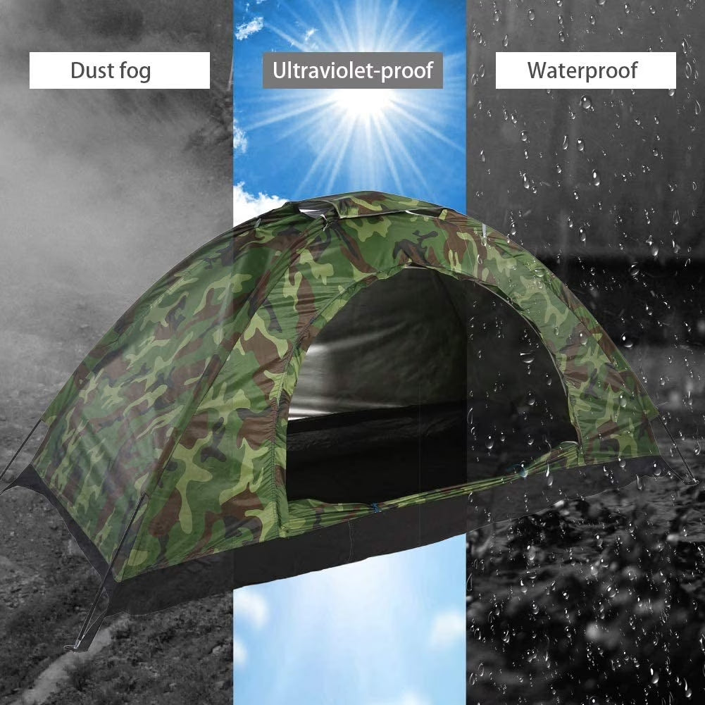 Camouflage Tent UV Protection Waterproof One Person Tent for Camping Hiking, Lightweight Backpacking Dome Tents, Camouflage Tent