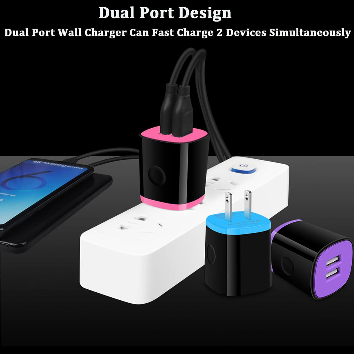 Iphone USB Wall Charger Adapter, Charger Brick,  5Pack 2.1A Dual Port