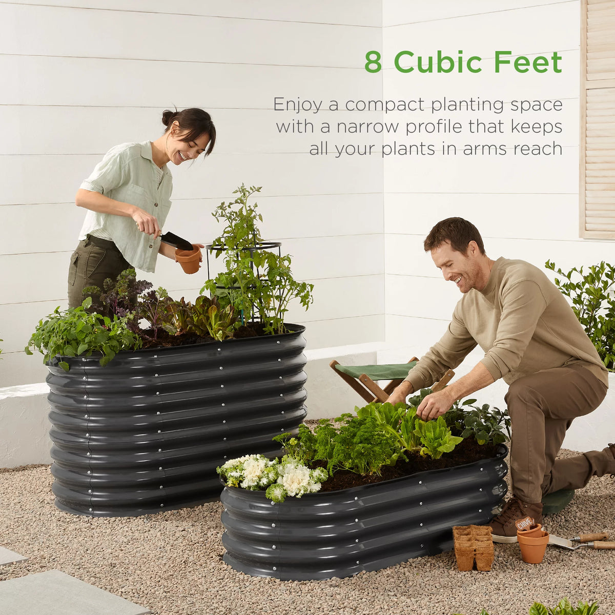 Raised Metal Oval Garden Bed Planter (4x2x1 Ft)