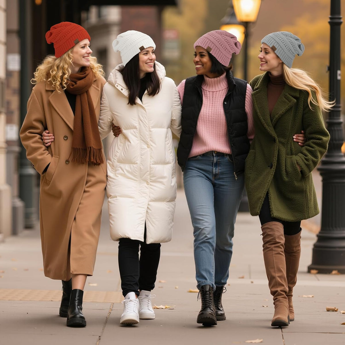 Beanie Hats for Women, 4 Pack Slouchy Winter Knit Beanie, Stretchy
