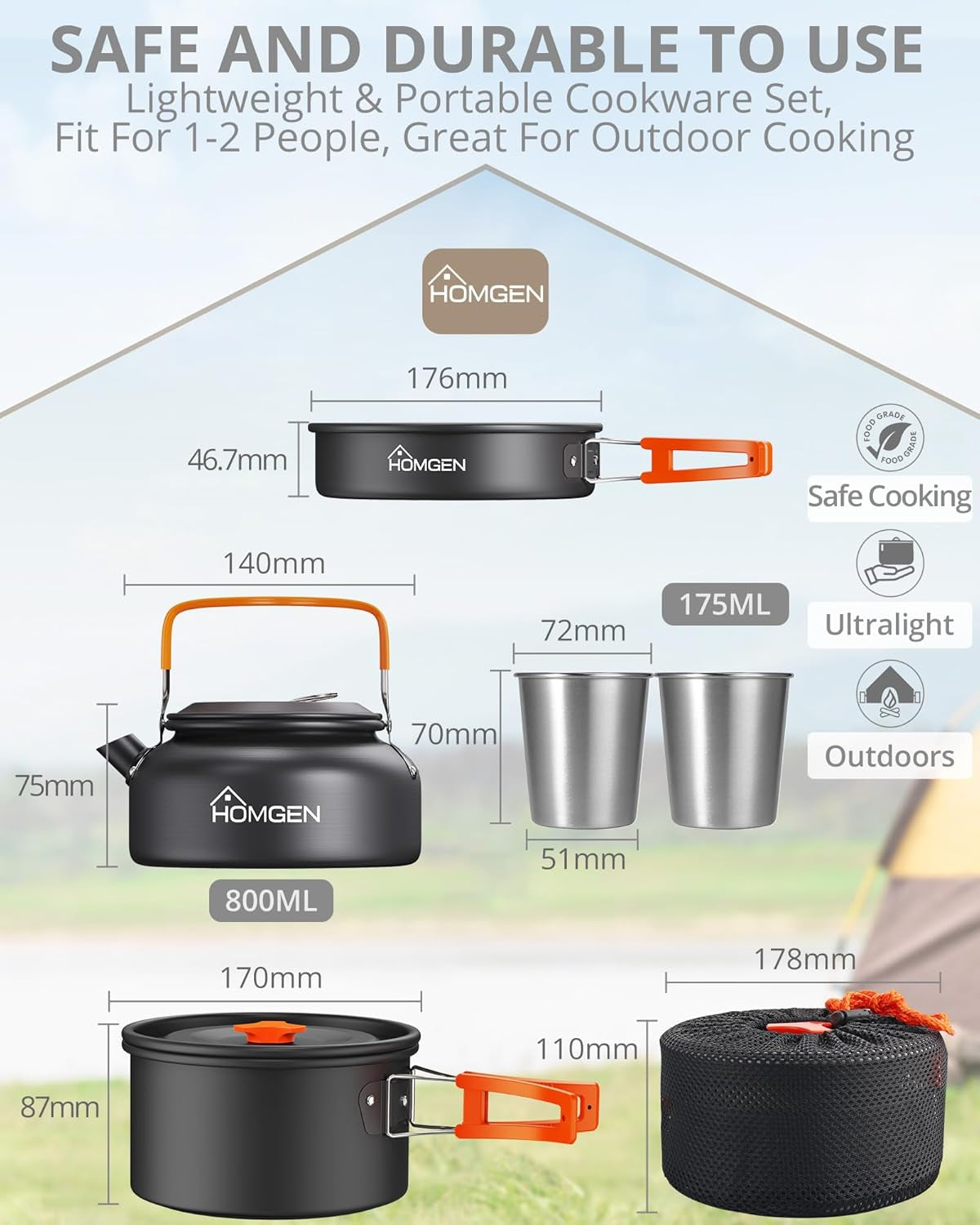 Popular Camping Cooking Set & Camping Stove 2 Burner