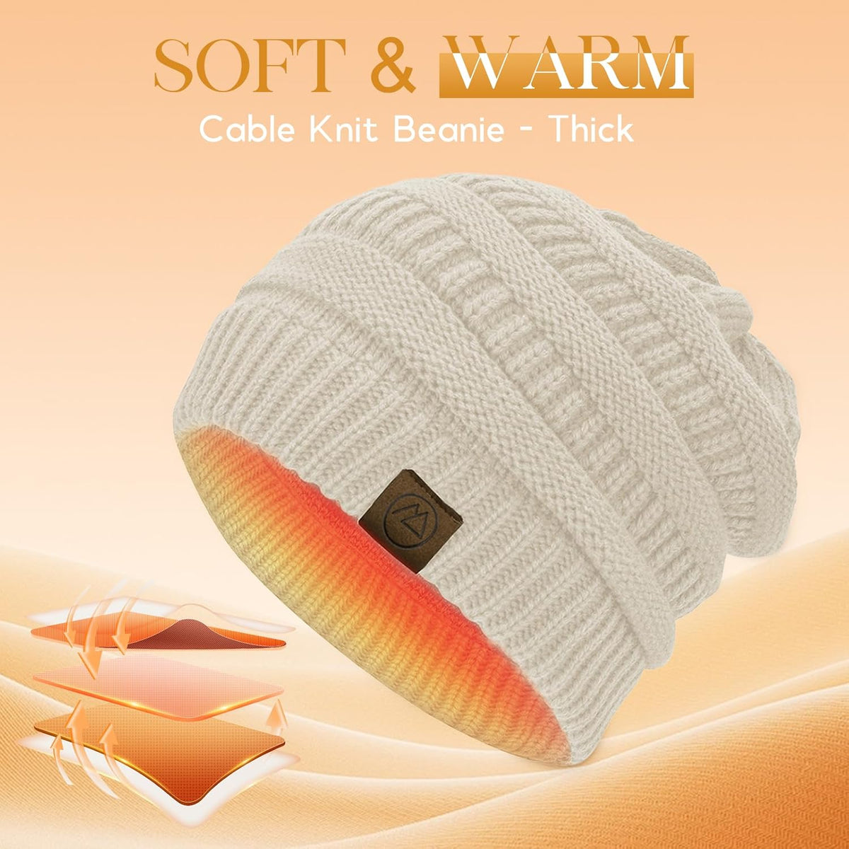 Beanie Hats for Women, 4 Pack Slouchy Winter Knit Beanie, Stretchy