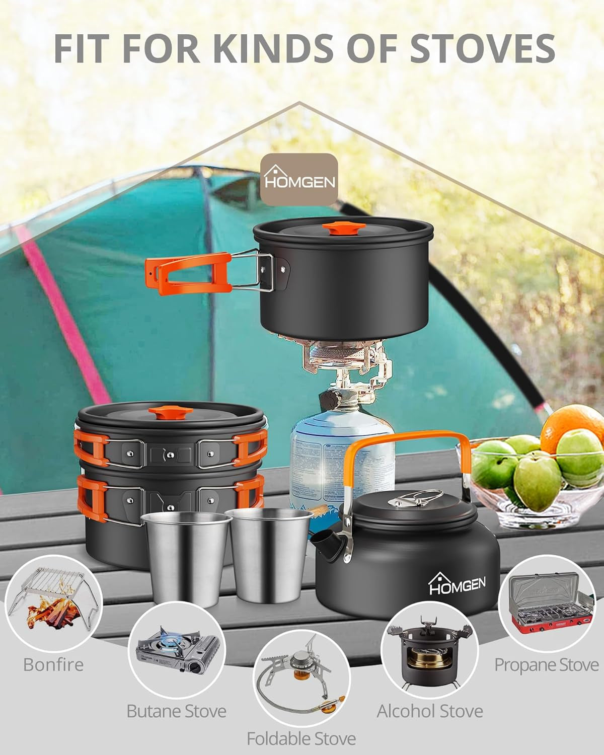 Popular Camping Cooking Set & Camping Stove 2 Burner