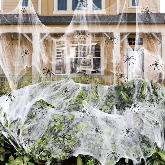 800 Sqft Halloween Spider Webs Decorations with 30 Extra Fake Spiders, Super Stretchy Cobwebs for Halloween Decor Indoor and Outdoor