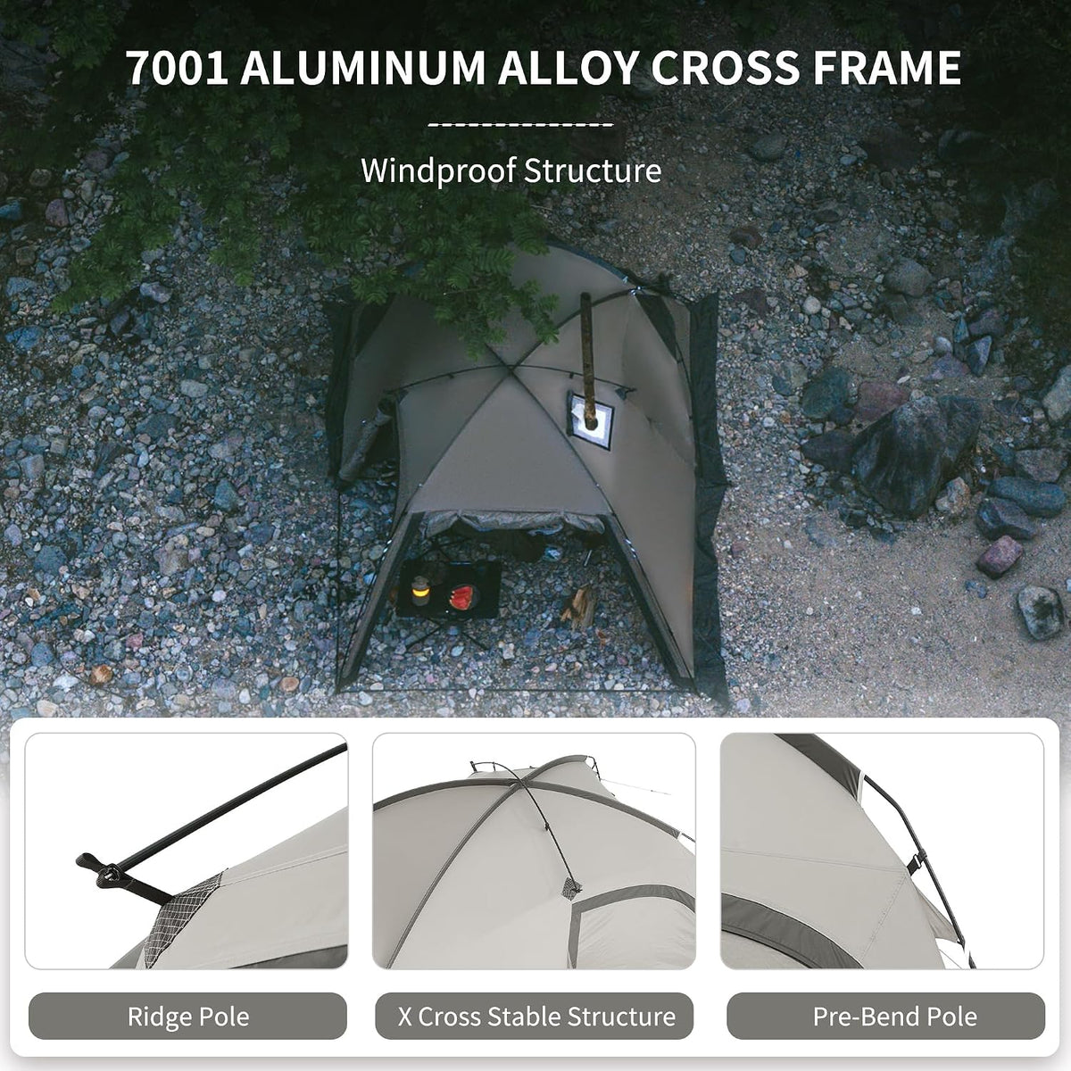 Massif Hot Tent with Stove Jack, Waterproof Windproof 4 Season Tent, 2/4 Person Cold Weather Winter Tents for Camping