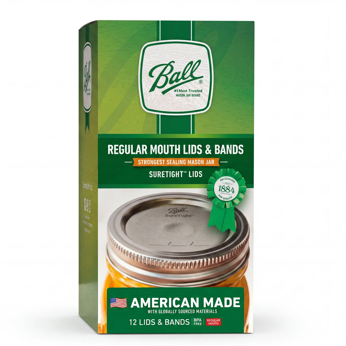 (10 Pack)  Regular Mouth Jar Lids and Bands, 12 Count