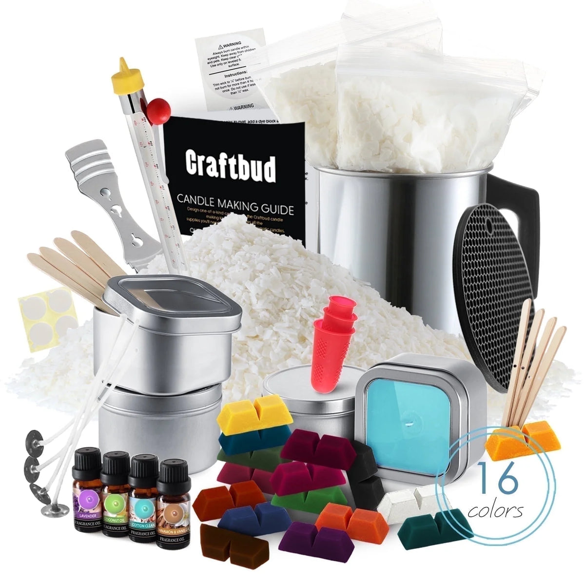 Craftbud Complete Soy Wax Candle Making Kit for Adults and Kids with 2LB Candle Wax for Candle Making Supplies