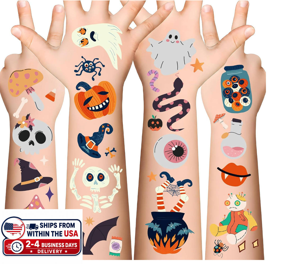 190 PCS Halloween Tattoos for Kids - Halloween Party Favors - Halloween Games Tr