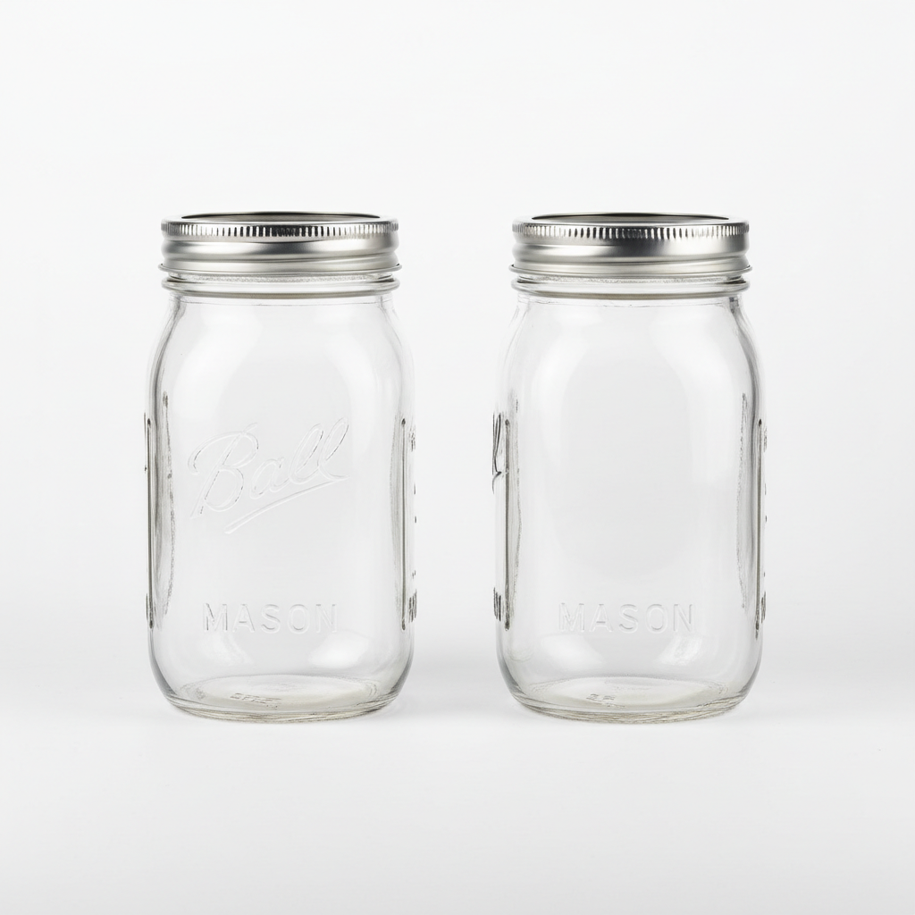 Wide mouth glass mason jars 32 oz with lids, 2-pack